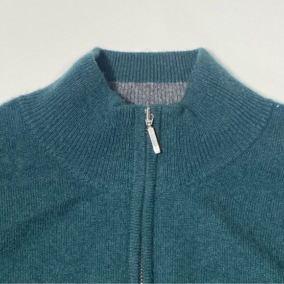 J Hilburn 100% Cashmere Zip Mock Neck Sweater In Green Men's Size Large - Picture 8 of 14